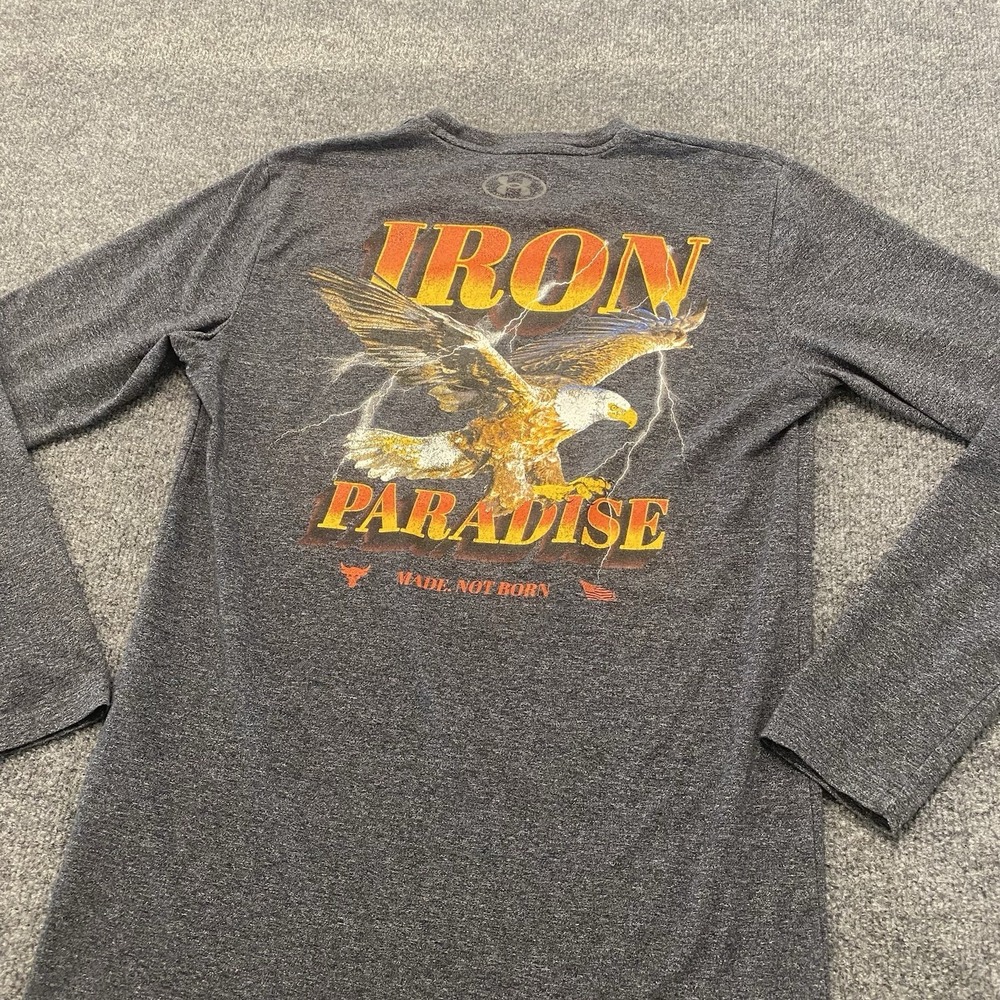 Under Armour Project Rock Iron Paradise Long Sleeve Eagle Shirt Mens Small